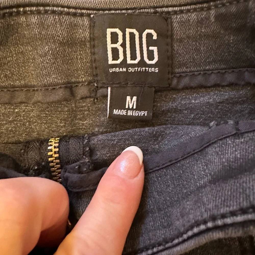 BDG Stone Washed Black Zip Up Jean Skirt
